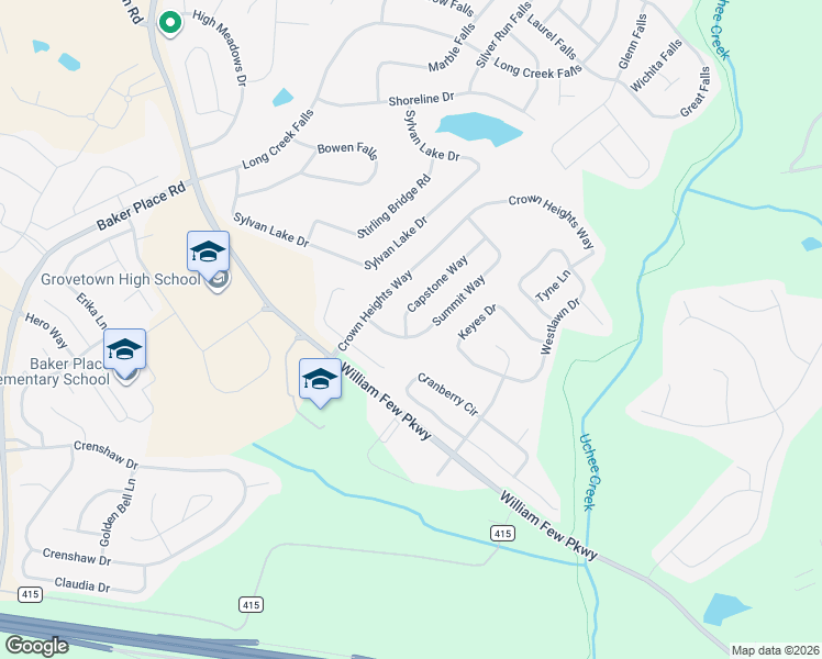 map of restaurants, bars, coffee shops, grocery stores, and more near 501 Capstone Way in Grovetown