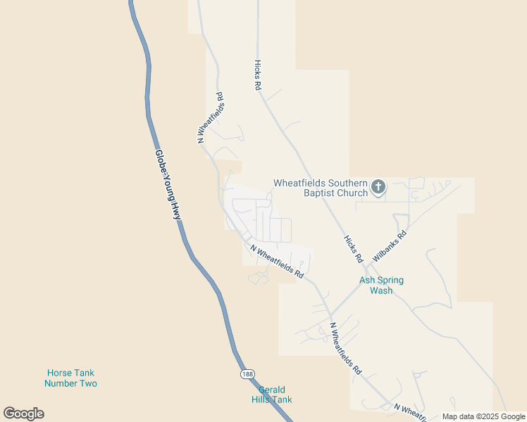 map of restaurants, bars, coffee shops, grocery stores, and more near 2165 North Wheatfields Road in Globe