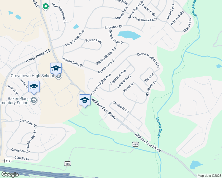 map of restaurants, bars, coffee shops, grocery stores, and more near 501 Capstone Way in Grovetown