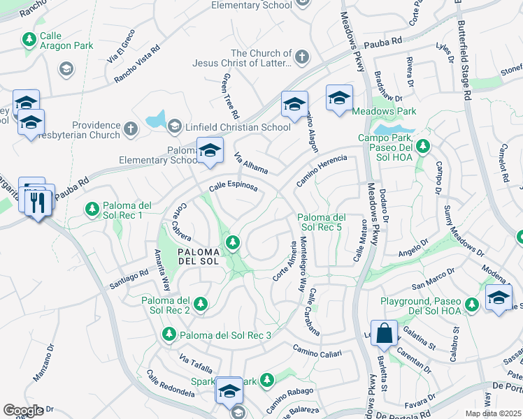 map of restaurants, bars, coffee shops, grocery stores, and more near 42980 Corte Salamanca in Temecula