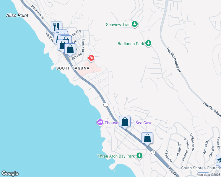 map of restaurants, bars, coffee shops, grocery stores, and more near 31962 Sunset Avenue in Laguna Beach