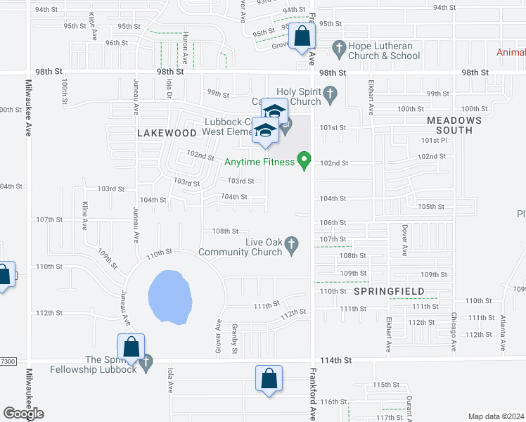 map of restaurants, bars, coffee shops, grocery stores, and more near 10408 Fulton Avenue in Lubbock