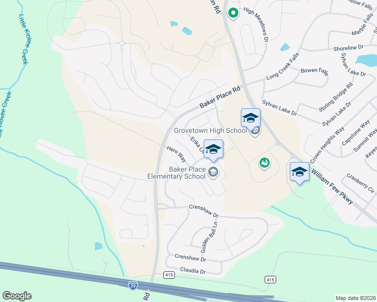 map of restaurants, bars, coffee shops, grocery stores, and more near 3914 Griese Lane in Grovetown