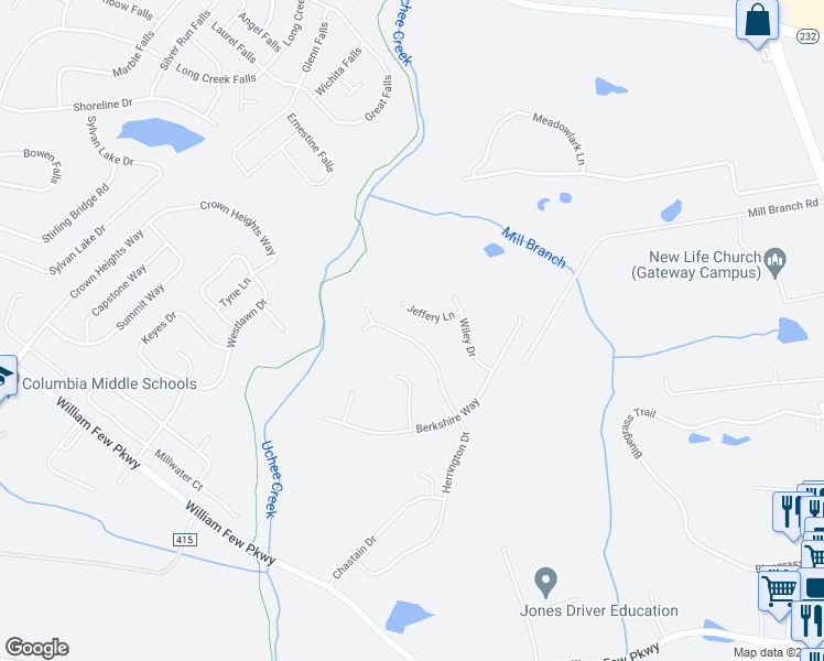 map of restaurants, bars, coffee shops, grocery stores, and more near 841 Herrington Drive in Grovetown