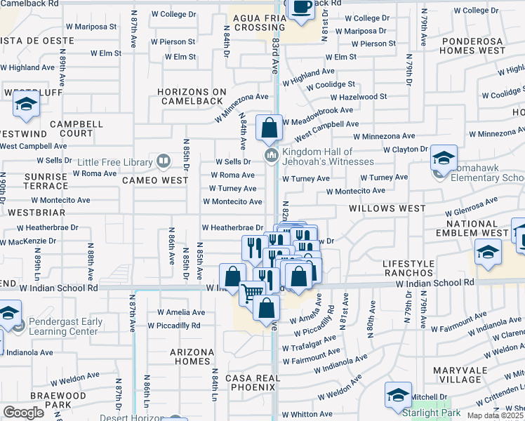map of restaurants, bars, coffee shops, grocery stores, and more near in 