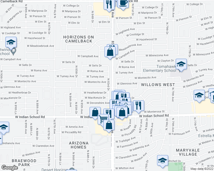 map of restaurants, bars, coffee shops, grocery stores, and more near in 