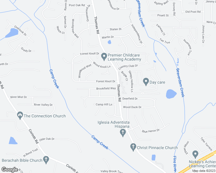 map of restaurants, bars, coffee shops, grocery stores, and more near 423 Brookfield Way in Jonesboro