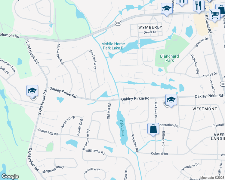 map of restaurants, bars, coffee shops, grocery stores, and more near 1326 Crawford Creek Place in Augusta