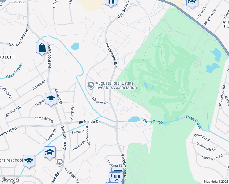 map of restaurants, bars, coffee shops, grocery stores, and more near 2674 Coventry Road in Augusta