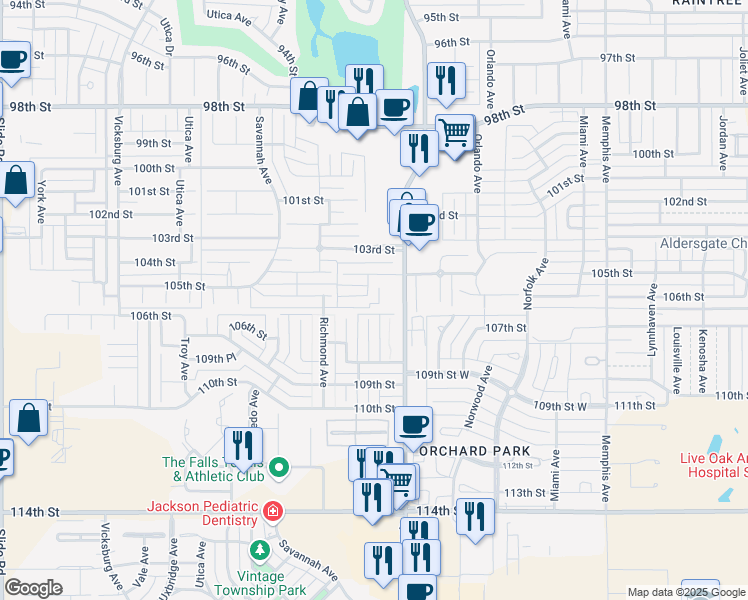 map of restaurants, bars, coffee shops, grocery stores, and more near 10509 Quinton Avenue in Lubbock