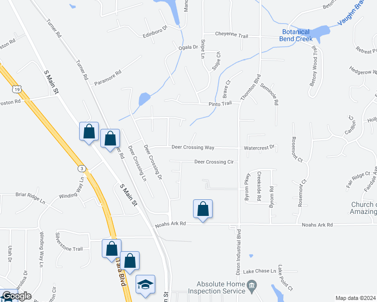 map of restaurants, bars, coffee shops, grocery stores, and more near 1707 Deer Crossing Way in Jonesboro