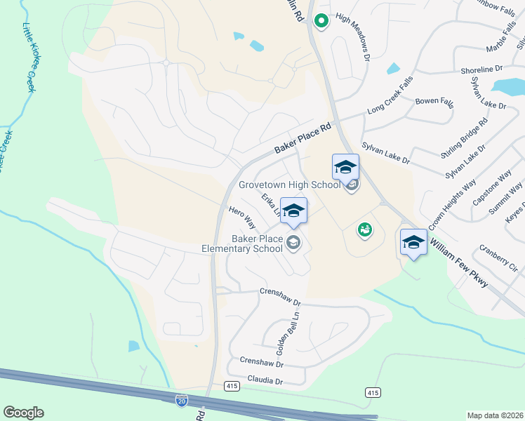 map of restaurants, bars, coffee shops, grocery stores, and more near 3914 Griese Lane in Grovetown