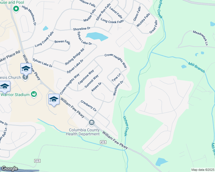 map of restaurants, bars, coffee shops, grocery stores, and more near 758 Keyes Drive in Grovetown