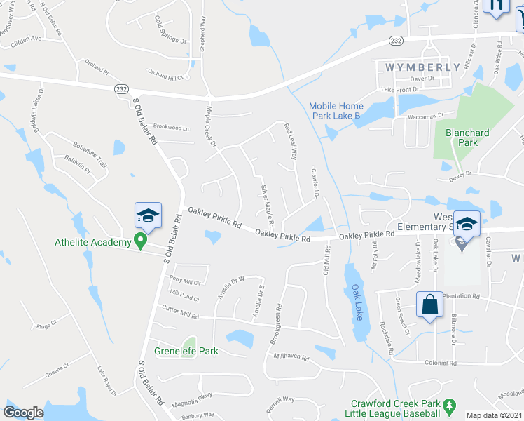 map of restaurants, bars, coffee shops, grocery stores, and more near 4759 Remington Place in Augusta