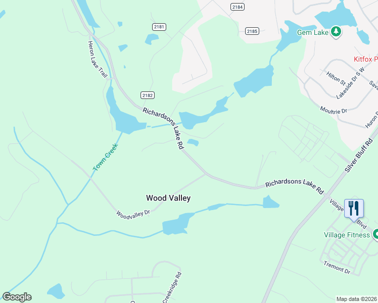 map of restaurants, bars, coffee shops, grocery stores, and more near 1213 Richardsons Lake Road in Aiken