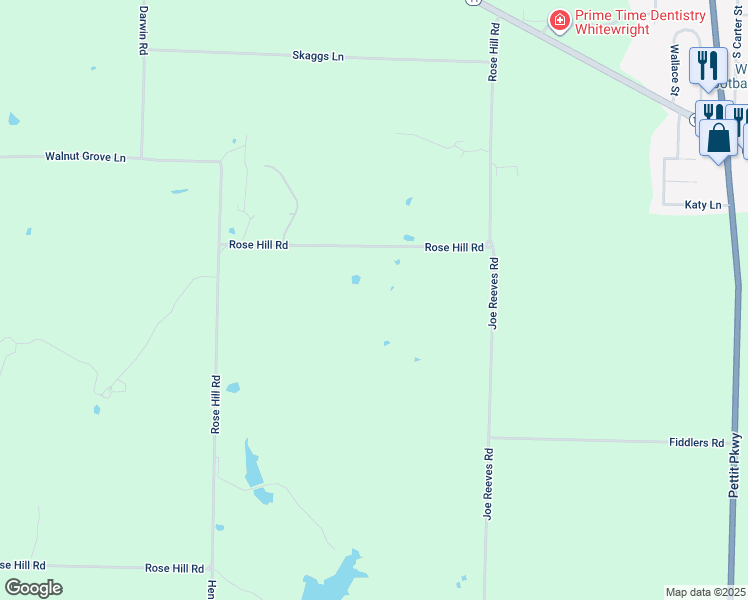 map of restaurants, bars, coffee shops, grocery stores, and more near 868 Rose Hill Road in Whitewright