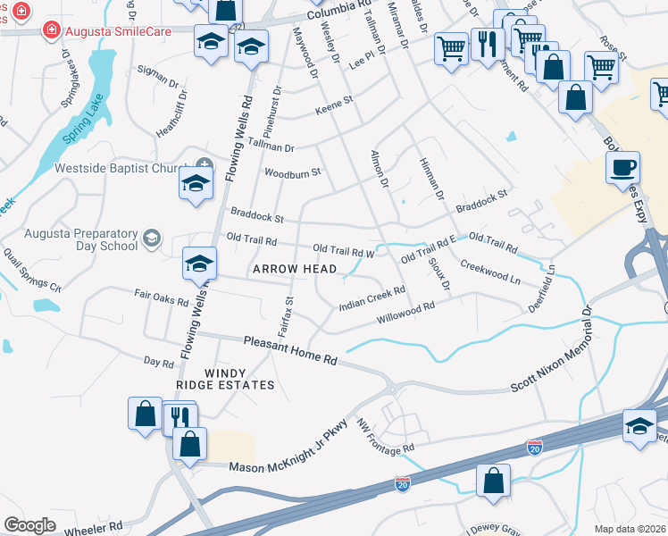 map of restaurants, bars, coffee shops, grocery stores, and more near 4060 Raintree Drive in Martinez