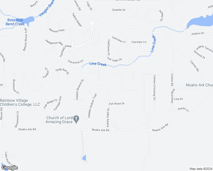 map of restaurants, bars, coffee shops, grocery stores, and more near 2412 Creekside Trce in Jonesboro