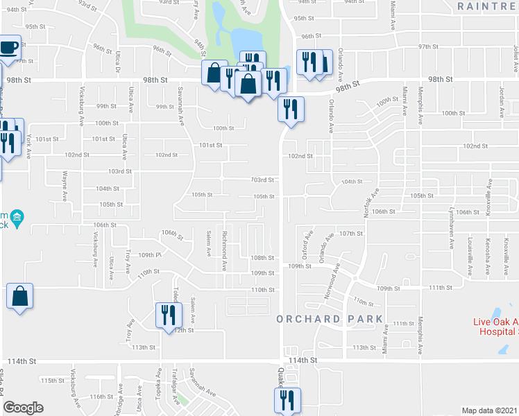 map of restaurants, bars, coffee shops, grocery stores, and more near 4417 106th Street in Lubbock