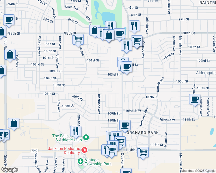 map of restaurants, bars, coffee shops, grocery stores, and more near 4417 106th Street in Lubbock