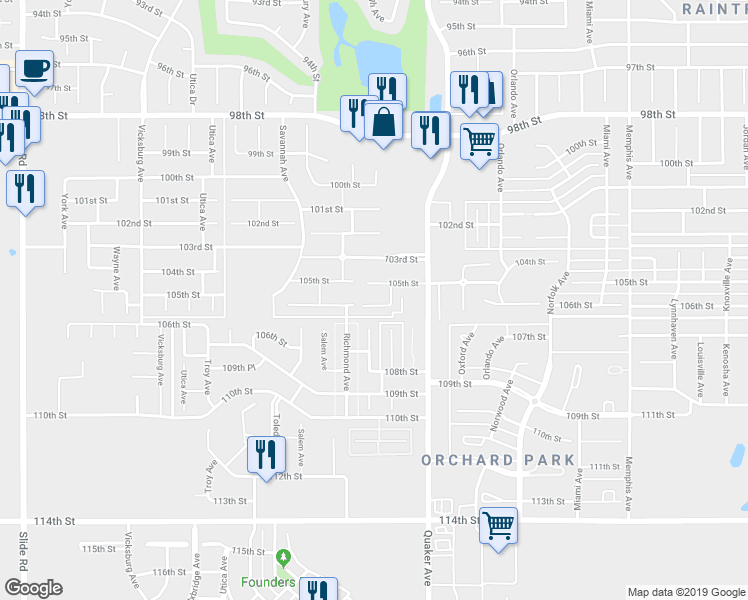 map of restaurants, bars, coffee shops, grocery stores, and more near 4417 106th Street in Lubbock