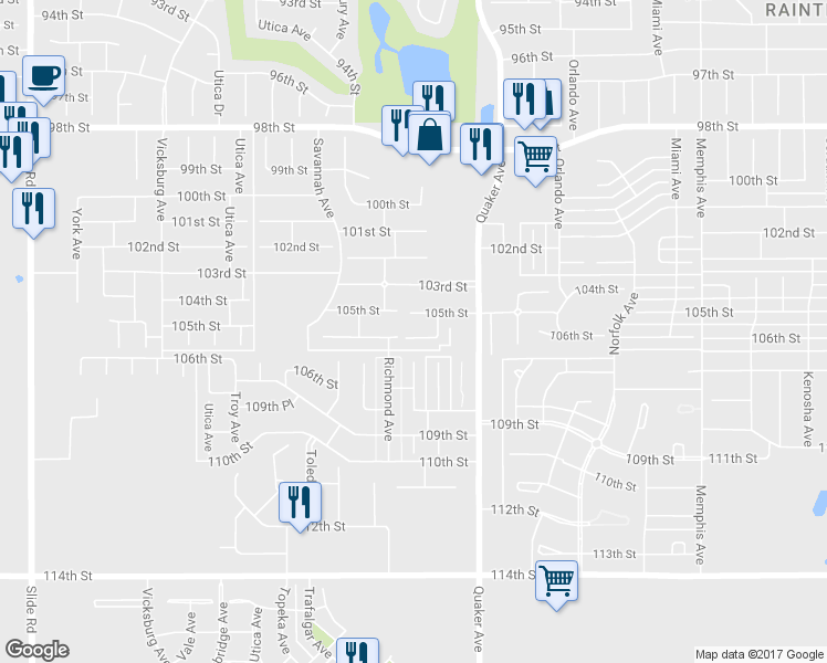 map of restaurants, bars, coffee shops, grocery stores, and more near 4417 106th Street in Lubbock