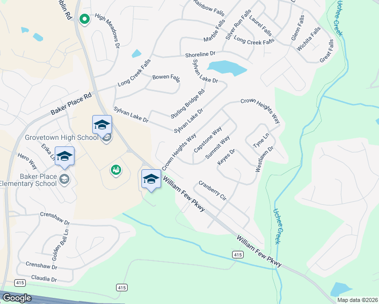map of restaurants, bars, coffee shops, grocery stores, and more near 501 Capstone Way in Grovetown
