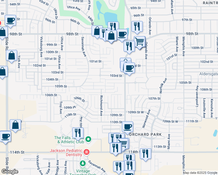 map of restaurants, bars, coffee shops, grocery stores, and more near 4420 106th Street in Lubbock