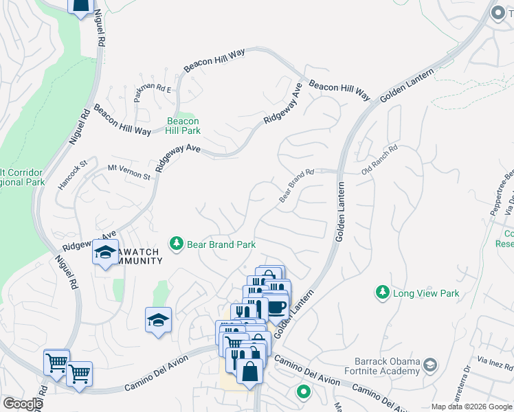 map of restaurants, bars, coffee shops, grocery stores, and more near 4 Ebony Glade in Laguna Niguel