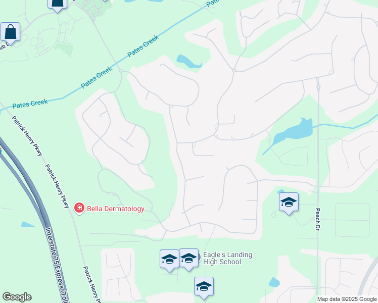 map of restaurants, bars, coffee shops, grocery stores, and more near 502 Cypress Point in McDonough