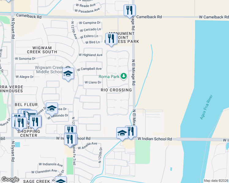 map of restaurants, bars, coffee shops, grocery stores, and more near 12378 West Turney Avenue in Avondale