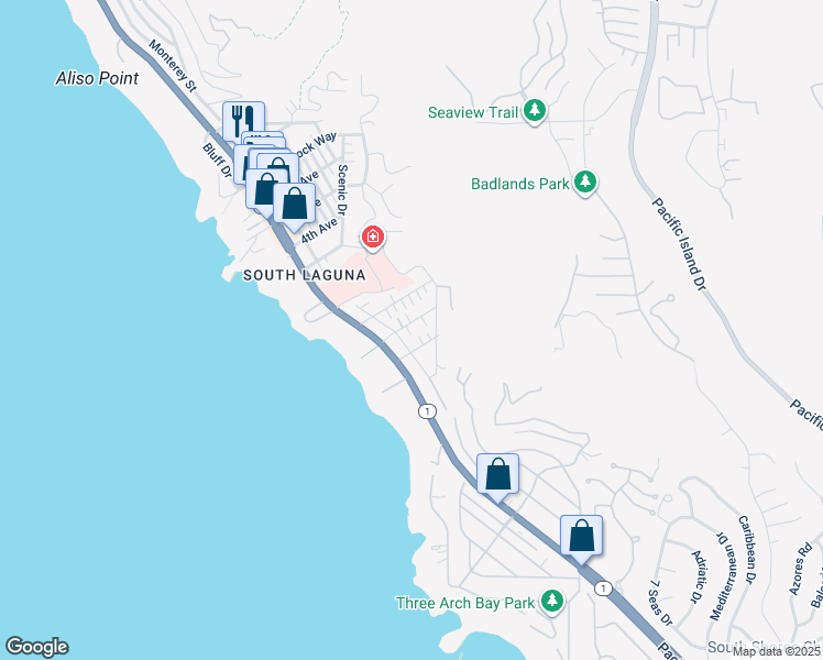 map of restaurants, bars, coffee shops, grocery stores, and more near 31912 Homewood Place in Laguna Beach