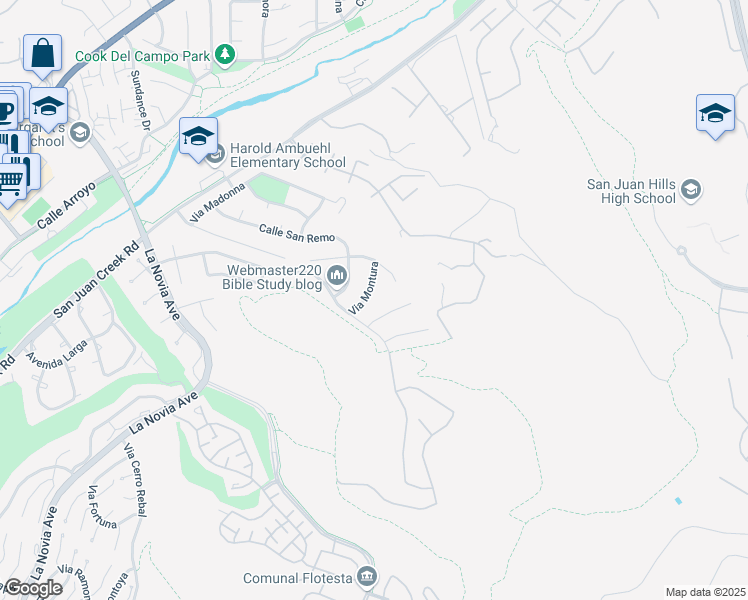 map of restaurants, bars, coffee shops, grocery stores, and more near 31932 Via Montura in San Juan Capistrano