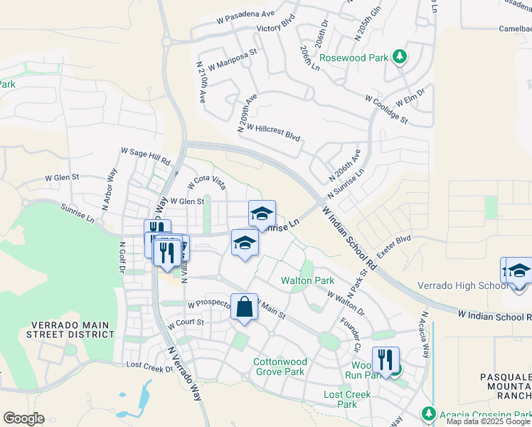 map of restaurants, bars, coffee shops, grocery stores, and more near 4425 North Sidney Street in Buckeye