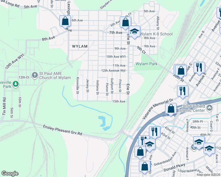 map of restaurants, bars, coffee shops, grocery stores, and more near 1236 Gulfport Street in Birmingham