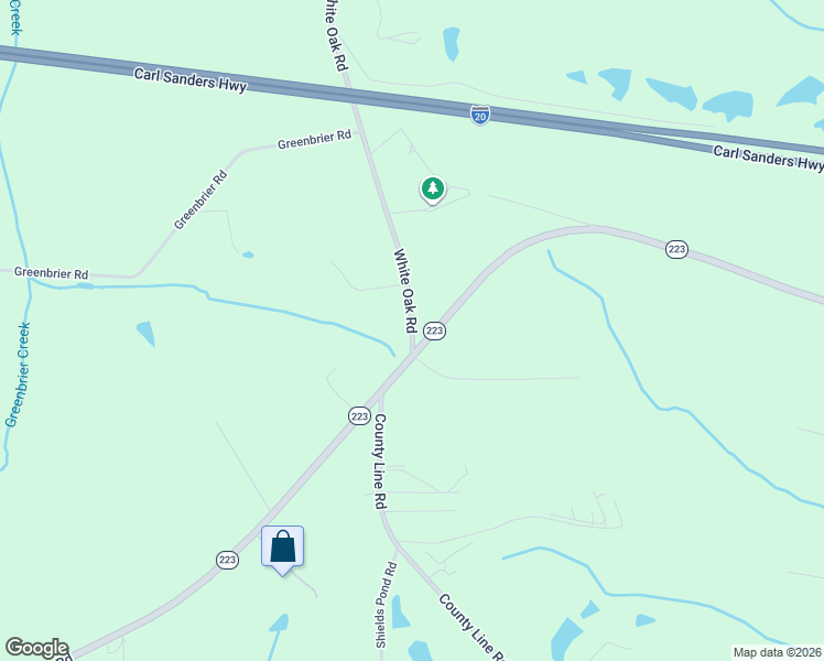 map of restaurants, bars, coffee shops, grocery stores, and more near 3805 East White Oak Road in Thomson