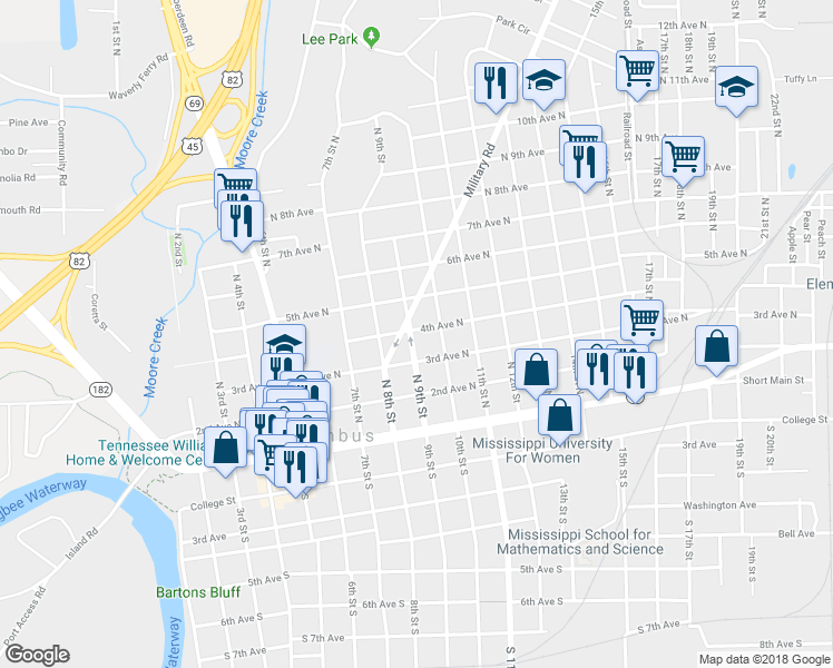 map of restaurants, bars, coffee shops, grocery stores, and more near 324 North 9th Street in Columbus
