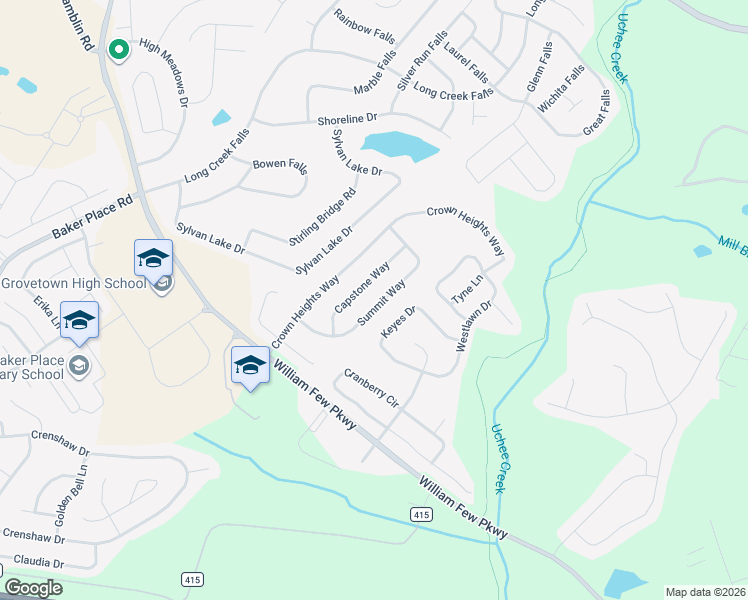 map of restaurants, bars, coffee shops, grocery stores, and more near 519 Capstone Way in Grovetown