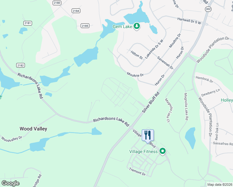 map of restaurants, bars, coffee shops, grocery stores, and more near 234 Devereux Drive in Aiken
