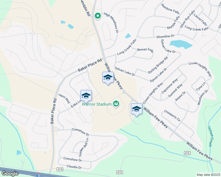 map of restaurants, bars, coffee shops, grocery stores, and more near 2010 Warrior Way in Grovetown