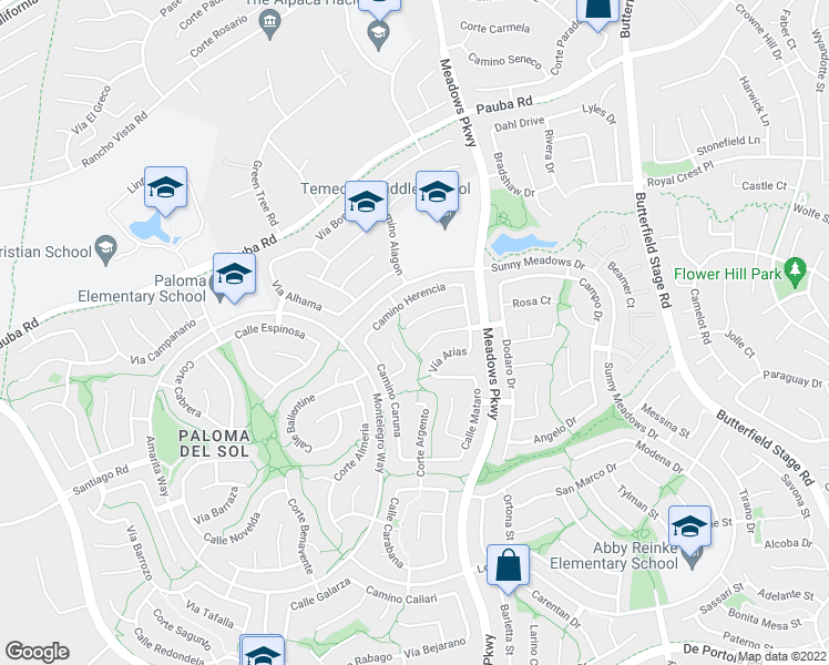 map of restaurants, bars, coffee shops, grocery stores, and more near 32153 Corte Gardano in Temecula