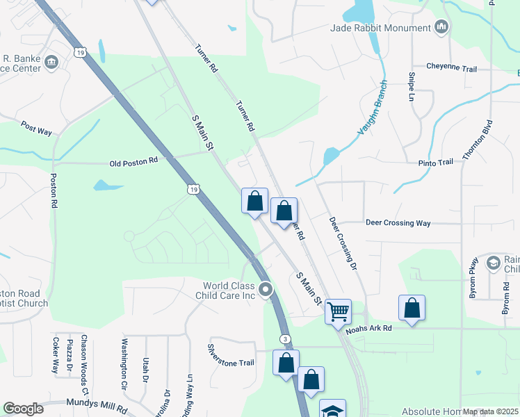 map of restaurants, bars, coffee shops, grocery stores, and more near 9374 South Main Street in Jonesboro