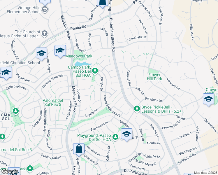 map of restaurants, bars, coffee shops, grocery stores, and more near 43075 Beamer Court in Temecula