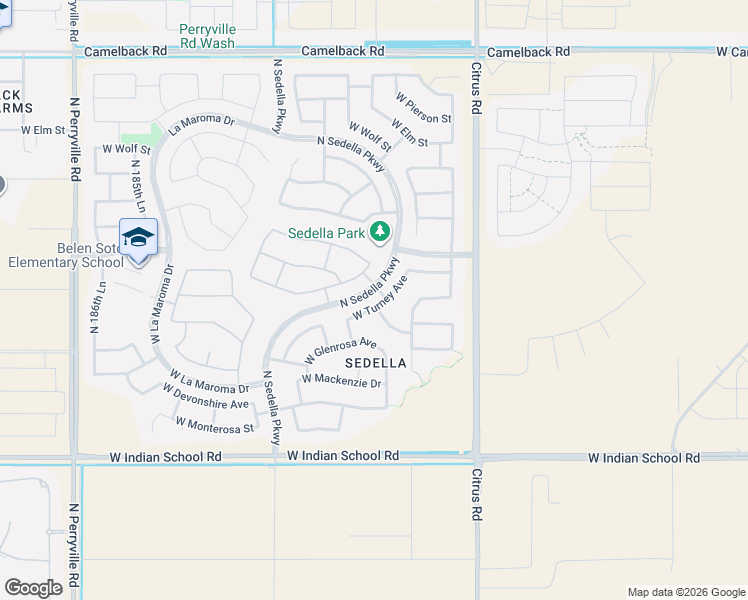 map of restaurants, bars, coffee shops, grocery stores, and more near 18116 West Turney Avenue in Goodyear