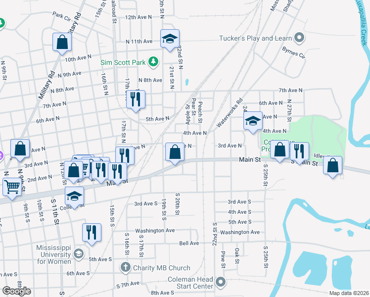 map of restaurants, bars, coffee shops, grocery stores, and more near 1900-1998 North 3rd Avenue in Columbus
