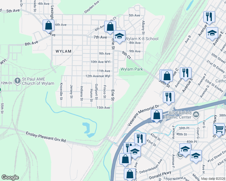 map of restaurants, bars, coffee shops, grocery stores, and more near 2809 13th Avenue in Birmingham