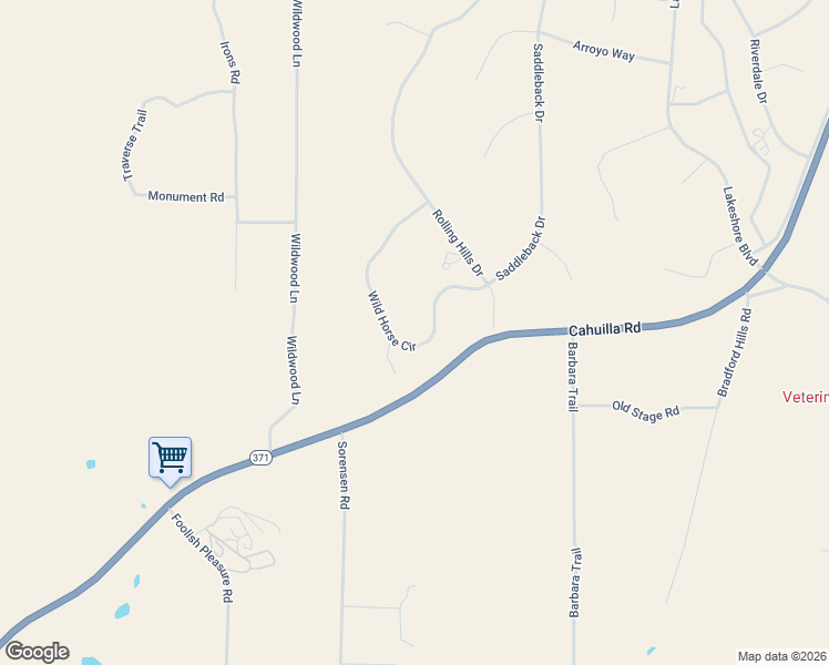 map of restaurants, bars, coffee shops, grocery stores, and more near Wild Horse Circle in Lake Riverside