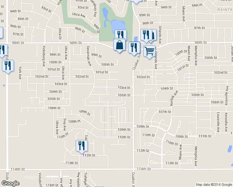 map of restaurants, bars, coffee shops, grocery stores, and more near 4418 105th Street in Lubbock