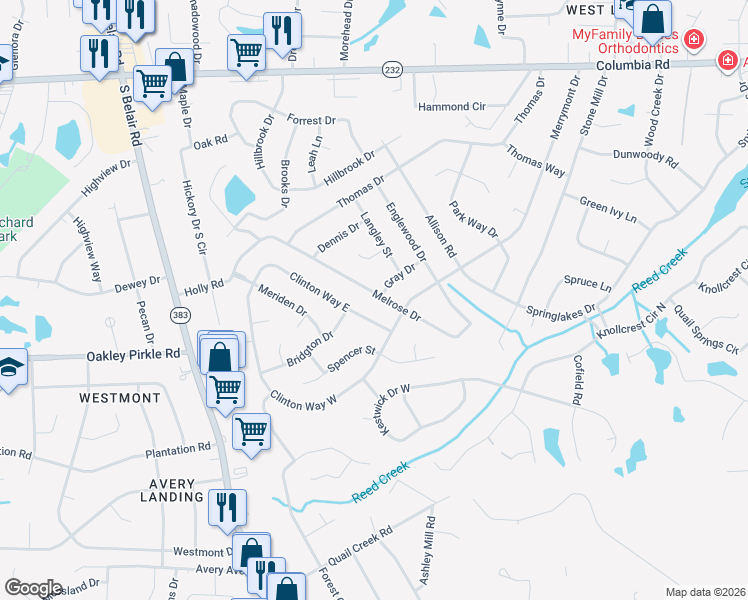 map of restaurants, bars, coffee shops, grocery stores, and more near 4109 Melrose Dr in Martinez
