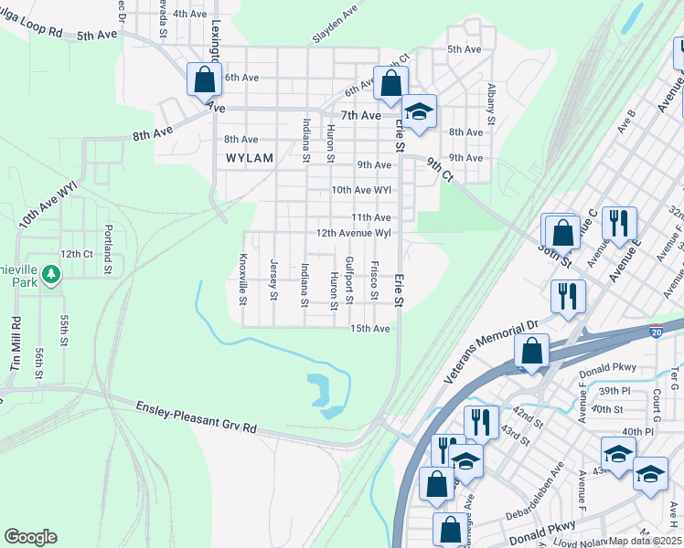 map of restaurants, bars, coffee shops, grocery stores, and more near 1236 Gulfport Street in Birmingham